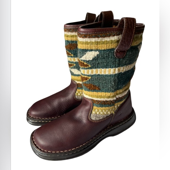 BORN Navajo Leather Wool Multi color
Knit Mid Calf Boots Leather Boots Size 9 - Picture 1 of 10